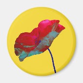 Rode papaverbloem op zonnig geel magneet (Voorkant)