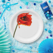 Rode papaverbloem papieren bordje (Feest)