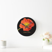 Rode papaverbloem personaliseren ronde klok (Huis)