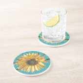 Rode papaverbloem personaliseren zandsteen onderzetter (Zijkant)