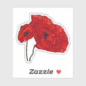 Rode papaverbloem sticker (Vel)