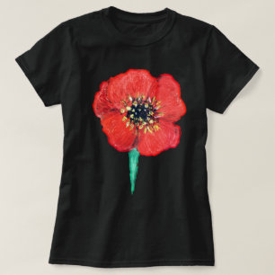 Rode papaverbloem t-shirt