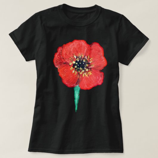 Rode papaverbloem t-shirt (Design voorkant)