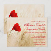Rode papaverbloem, zweetgevechtsuitnodigingen kaart (Voorkant / Achterkant)