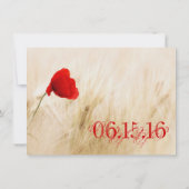 Rode papaverbloem, zweetgevechtsuitnodigingen kaart (Achterkant)