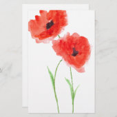 Rode papaverbloemen briefpapier (Voorkant / Achterkant)