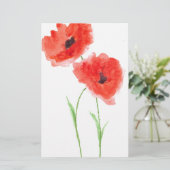 Rode papaverbloemen briefpapier (Staand voorkant)