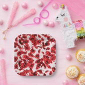 Rode papaverbloemen Cascading Poppies Floral Papieren Bordje (Feest)