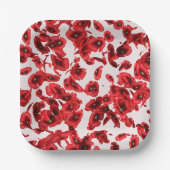 Rode papaverbloemen Cascading Poppies Floral Papieren Bordje (Voorkant)