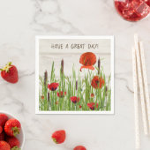 rode papaverbloemen en katten servet (Insitu)