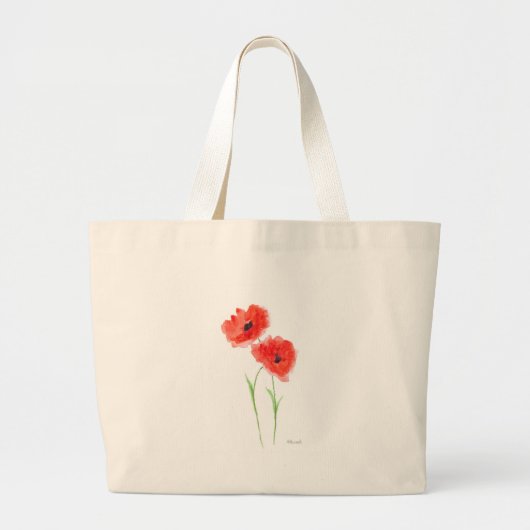 Rode papaverbloemen grote tote bag (Voorkant)