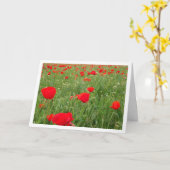 Rode papaverbloemen kaart (Gele Bloem)