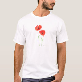 Rode papaverbloemen natuur roodmakreel t-shirt