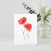 Rode papaverbloemen papaver waterverf rustige natu briefkaart (Staand voorkant)