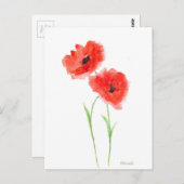 Rode papaverbloemen papaver waterverf rustige natu briefkaart (Voorkant / Achterkant)