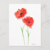 Rode papaverbloemen papaver waterverf rustige natu briefkaart (Voorkant)