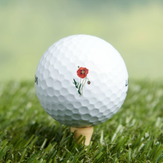 Rode papaverbloemen  schets golfballen (Insitu Shirt)