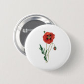 Rode papaverbloemen schets ronde button 5,7 cm (Voorkant /achterkant)