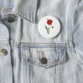 Rode papaverbloemen schets ronde button 5,7 cm (In situ)