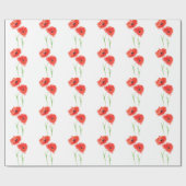 Rode papaverbloemen waterverf papaver Patroonchic Cadeaupapier (Vlak)