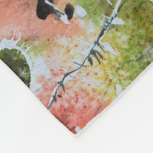 Rode papaverbloemen, zachte waterverf. fleece deken (Hoek)