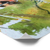 Rode papaverbloemen, zachte waterverf. poster (Hoek)