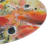 Rode papaverbloemen, zachte waterverf. snijplank (Hoek)