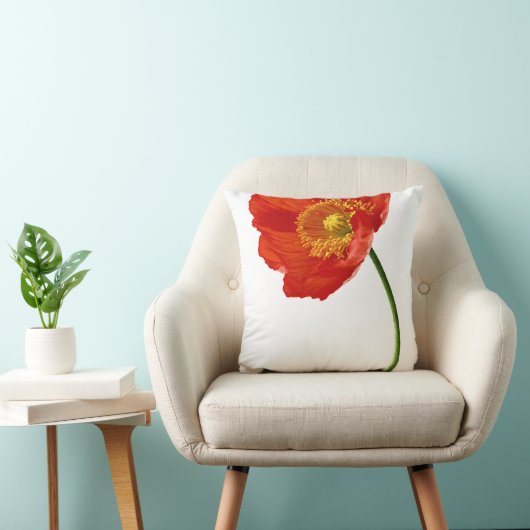 Rode papavereenvoud kussen (Stoel)