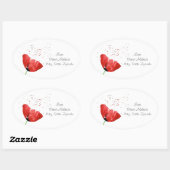 Rode papaveretiketten ovale sticker (Vel)