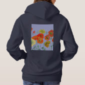 Rode papaverflorale Waterverf Paarse fluitpatroon Hoodie (Achterkant)