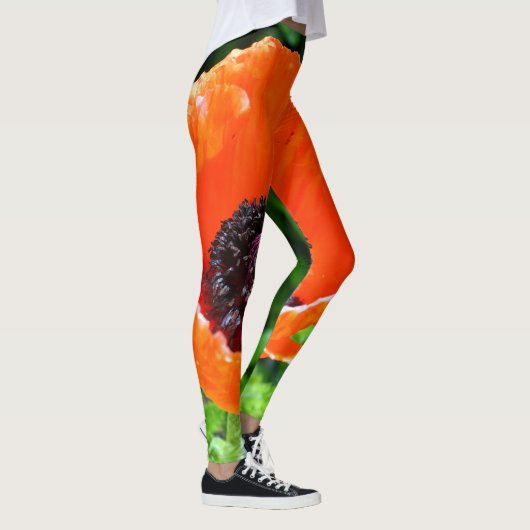 Rode papaverfoto leggings (Rechts)