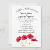 Rode papavermakerij met elegante bruinbruidjes kaart (Voorkant)