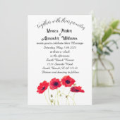 Rode papavermakerij met elegante bruinbruidjes kaart (Staand voorkant)