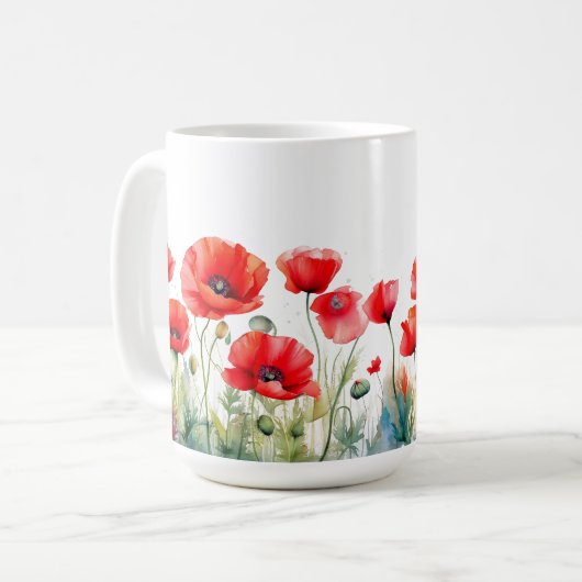 Rode papaverMok Koffiemok (Voorkant links)