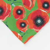 Rode papavers appelgroen fleece deken (Hoek)