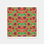 Rode papavers appelgroen servet (Voorkant)