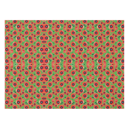 Rode papavers appelgroen tafelkleed (Voorkant (Horizontaal))