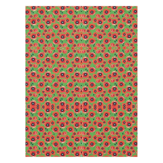 Rode papavers appelgroen tafelkleed (Voorkant)