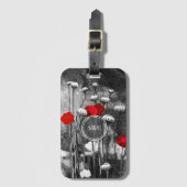 Rode papavers Black & White Floral Sjabloon Flower Bagagelabel (Voorkant (verticaal))