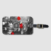 Rode papavers Black & White Floral Sjabloon Flower Bagagelabel (Voorkant (horizontaal))