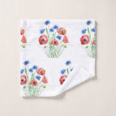 Rode papavers bloemen Blauwe Cornbloemen Vers Bad Handdoek (Wasdoekje)