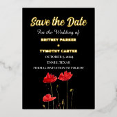 Rode papavers bloemenfoto QR code bruiloft Folie Uitnodiging (Voorkant)