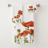 Rode papavers die in de waterverf van de bries zwa bad handdoek (Insitu)