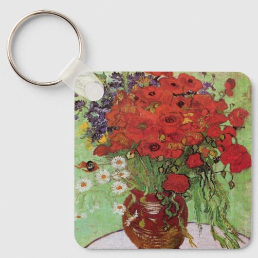 Rode papavers en Daisies van Vincent Van Gogh Sleutelhanger (Voorkant)