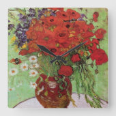 Rode papavers en Daisies van Vincent Van Gogh Vierkante Klok (Voorkant)