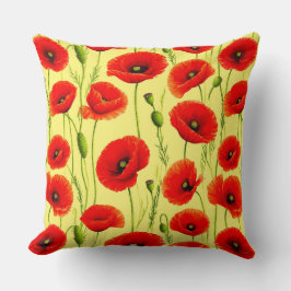 Rode papavers en groene stengels kussen