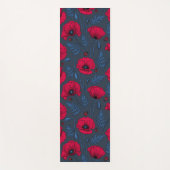 Rode papavers en ladybugs op donkerblauw yogamat (Voorkant)