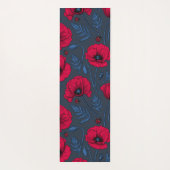 Rode papavers en ladybugs op donkerblauw yogamat (Achterkant)