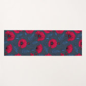 Rode papavers en ladybugs op donkerblauw yogamat (Voorkant (horizontaal))