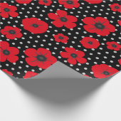 Rode papavers en pooldots cadeaupapier (Hoek)